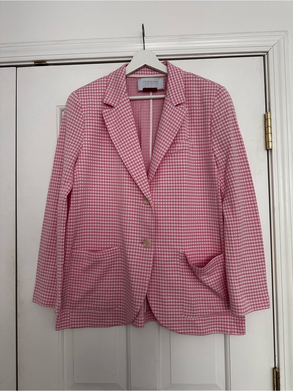 Harris Wharf London Pink Gingham Cotton Blend Blazer Jacket IT 48 Made in Italy
